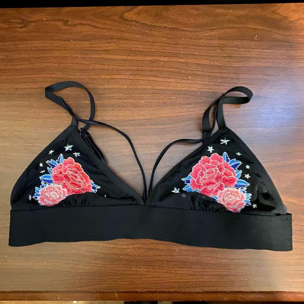 Victoria's Secret PINK Embroidered Flower and Stars Triangle Bra